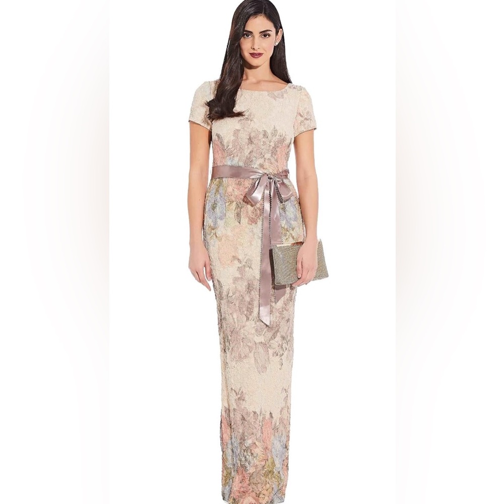 Adrianna Pappell Matelasse Column Gown size 8